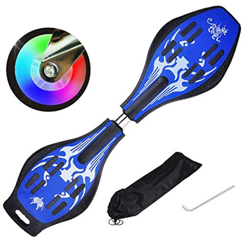 Caster Board Unisex Waveboard, Skateboard für Kinder im Alter, kurzes Board mit beleuchteten Rädern, raues rutschfestes Deck, konkaves Street Surfing Wave Caster Board Schlangenbrett Vitality Board