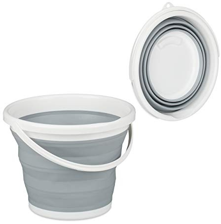 2 x vikbar hink 10 l rengöringshink platsbesparande vikhink för hem, bil, camping, grå