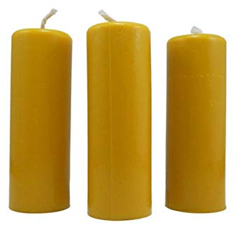 NKlaus 3x candele a colonna altezza rustica 95mm Ø 34mm in cera d'api giallo 36360