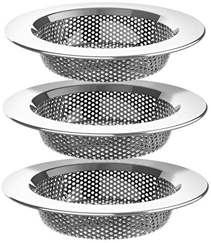 MR.SIGA Kitchen Sink Strainer, Stainless Steel Sink Drain Strainer, Dishwasher Safe(External Diameter 11.2cm, Inner Diameter 7.6cm,Pack of 3)