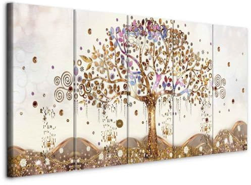 murando - Akustikbild Gustav Klimt Baum des Lebens 5 tlg - Bilder Akustikschaum Schallschutz Wand Deko Kunst Akustikpaneele Wandpaneele Schalldämmung Wandbild Schallabsorber Akustikplatten Abstrakt