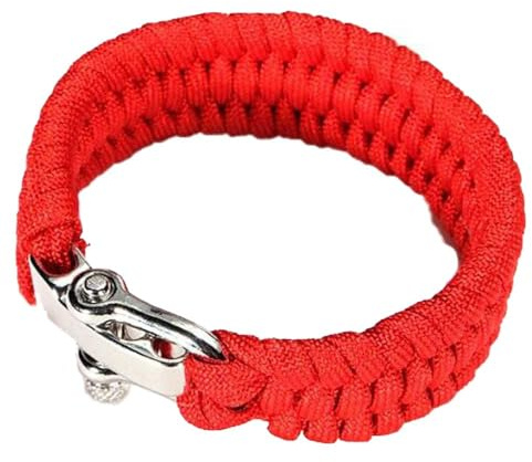 SEIWEI Paracord Survival Bracelet, Parachute Rope Woven Outdoor Bracelet with Adjustable Stainless Steel Buckle for Camping, Boating and Hiking (Red)