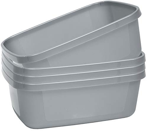4 bols rectangulaires 9,5l 37x28x14cm Gris Bassine eau plastique soin pieds