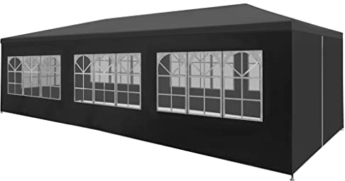 Partyzelt 3x9 m Anthrazit Festzelt Gartenpavillon Aufenthaltszelt Camping Tent Partyzelt Wasserdicht Stabil für Gartenpartys Und Verschiedene Party Tent