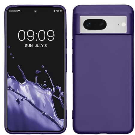 kwmobile Case kompatibel mit Google Pixel 8 Hülle - Schutzhülle aus Silikon metallisch schimmernd - Handyhülle Metallic Blauviolett