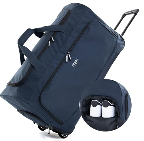 FERGÉ Reisetasche mit Rollen Paris | Separates Schuhfach Weichgepäck Trolley Reisetasche Weekender Paris 90 Liter, Navy