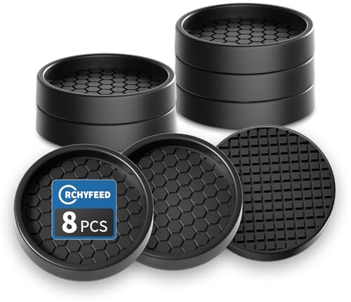 RCHYFEED Furniture Caster Cups, 8Pcs Round Furniture Coasters, 2 Furniture Castor Cups Non-Slip, Sofa Feet Pads,Thick Rubber Furniture Coaster-Prevent Furniture from Moving or Rolling (Black)