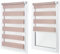 Doppelrollo ohne Bohren – Sichtschutz und Sonnenschutz, Klemmfix – Bleich-Rosa, 80 cm breit (Stoffbreite) x 120 cm hoch (Fensterhöhe) – Duo Rollo für Fenster/Tür, lichtdurchlässig/verdunkelnd