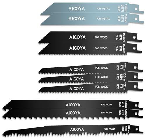 Aicoya - Juego de 10 hojas de sierra sable para metal y madera, con bolsa de almacenamiento