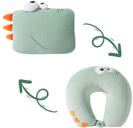 Almohada cervical para niños, cojín cervical mengger para niños, cojín cervical, multifuncional, deformable, cojín cervical, ligero en forma de U, adecuado para coches, aviones, oficinas (verde)