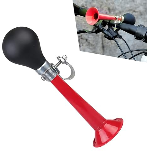 Bawkars Bike Horn, 7.87 Classic Horn Metal Squeeze Clown Horn, Loud High Volume Bicycle Horn for Adults, Fits Bicycles, Motorcycles, ATV (Red)