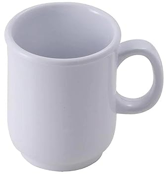 Winco 8 oz White Bulbous Melamine Mug (Set of 12)