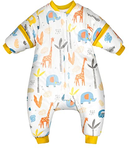 MOEMOE BABY Sleeping Bag with Legs Winter Toddler Sleep Bag with Feet 3.5 TOG Thicken Sleep Sack with Feet Cotton Wearable Blanket,Giraffes,M,Length 80cm/12-24 Month