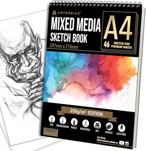 ARTZODIAC 200GSM A4 Sketch Book, A4 Sketch Pad, Drawing Pad for Kids, Art Book, Sketchbook, Drawing Paper, Drawing Book, Plain Paper Pad, Art Books, Sketch Books, Gift for Artist