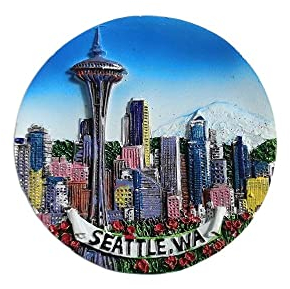 Seattle WA 3D USA Fridge Magnet Souvenir Gift,Resin Handmade Seattle Refrigerator Magnet Home & Kitchen Decoration Collection