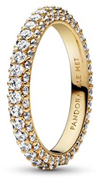 Pandora Timeless 14k Gold-plated pavé Single-row ring with clear cubic zirconia, 56