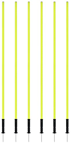 JOIEYOU Slalomstangen 1,8m Fussball Set Slalom Stangen 6er Trainingsstangen Agility Set Für Hunde mit Federgelenk Trainingszubehör für Koordinationstraining- Gelb