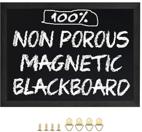 Umtiti Tableau noir magnétique avec cadre en bois de pin - Décoration rustique vintage - 45 x 60 cm - Pour mariage, cuisine, bar, restaurant, menu pour la maison (HB-BK-4560)