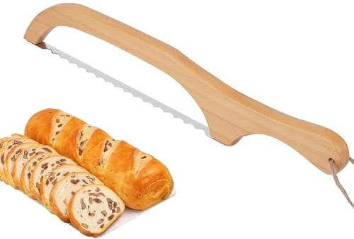 Coltello da Pane, Seghetto per Affettare il Pane, Lunghezza 40 cm. Affettatrice per pane in legno con impugnatura ergonomica incorporata, adatta per tagliare tutti i tipi di pane, torte, frutta, ecc.