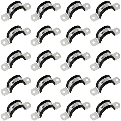 20 PCS Rubber Cushioned U Shaped Pipe Clamps,Stainless Steel Rubber Lined U Clips (M30)