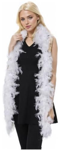 GXGM Federboa Weiß, Federschal Kostüm Länge ca120 cm,Kostüme für Junggesellinnenabschiede,Gatsby, Karneval, Halloween, Fasching, Mottoparty, Kostüm, Theater, 1 Stück