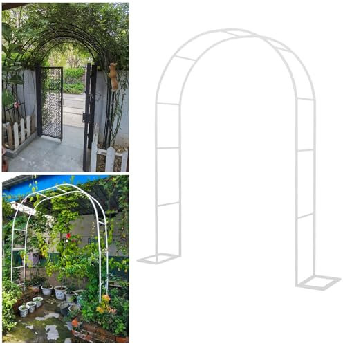 Arche de jardin en métal blanc pour plantes grimpantes, vignes et roses, tonnelle de mariage, arche d'extérieur (2,4 x 2,2 x 0,4 m)