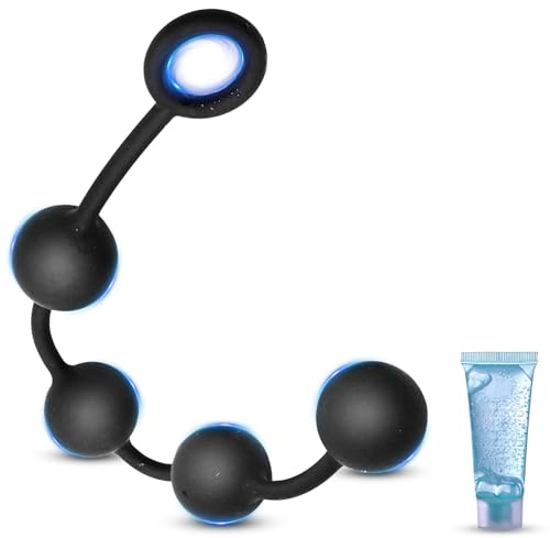 BDSMAGE Tapón Anal de Silicona Extra Largo, Tapón Anal con 4 Bolas, Dilatador Anal Juguete Sexual Erótico para Hombres y Mujeres, Masturbador Juego de Juguetes Anales (S)