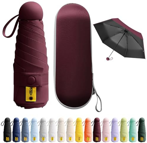 BEKKLPOU Mini Fickparaply, Fällbart Vindtätt Paraply, Solparaply, Miniparaply, Dagliga Rullningar, Unisex