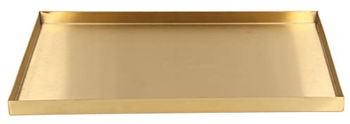 OVAQUIXI Vassoio Portaoggetti in Metallo per Gioielli, Acciaio Inossidabile Oro, Finitura a Specchio, Forma Rettangolare, Organizer per Trucco e Casa