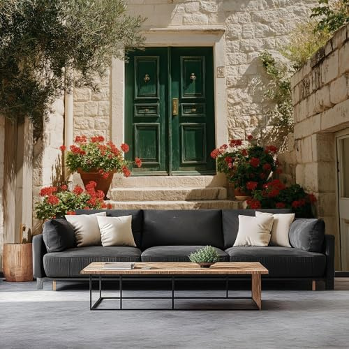 Fotomurale Murales Fotografía Puerta Contraventanas Flores 200 x 140 cm Papel Pintado no Tejido, Color Claro Papel Tapiz Fotográfico - Salon Dormitorio Oficina Mural de Decoración de Pared