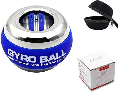 Torque Ball Hand Exerciser, Wrist Power Gyro Ball, Curaball Hand Exerciser, Grip Strength Trainer, Hand Strengthening Devices, Wrist Strengthener, Finger Exerciser, Auto-Start Colorful Lighting (Blue)
