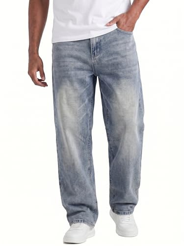 JMIERR Men's Jeans Baggy Stretch Straight Leg Regular Fit Classic Basic Denim Jeans