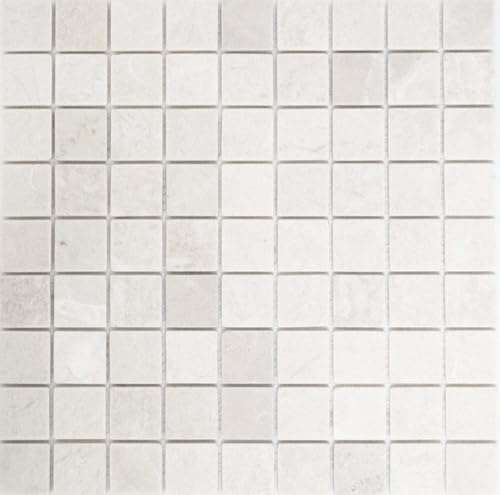 Mosaik Quadrat uni Botticino Anticato Marmor Naturstein Küche, Mosaikstein Format: 32x32x8 mm, Mattengröße: 305x305 mm, 10 Mosaikmatten