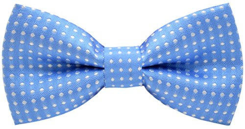 Carahere Pre-Tied Little Boy's Polka Dot Bow Ties Baby Solid Color Bow Ties For Kids M012 Blue White