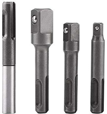 KSTE Adaptador Taladro, Extensión del conector 4 PC SDS Plus Set Broca, caña de 1/4 hueca hexagonal 3/8 1/2 adaptador Titular de cabeza cuadrada Taladros Bits