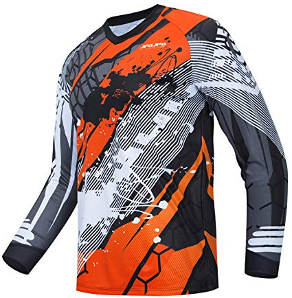 Cycling Jersey Herren Mountainbike Motocross Jersey Langarm MTB T-Shirt Downhill Tops Sport Rennbluse orange XL