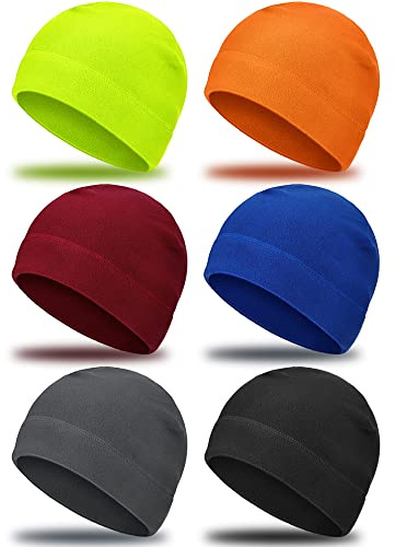 SATINIOR 6 Pcs Winter Fleece Beanie Hats for Men Women Warm Skull Caps Windproof Unisex Watch Caps for Outdoor Sports Skiing(Adorable Color,M)