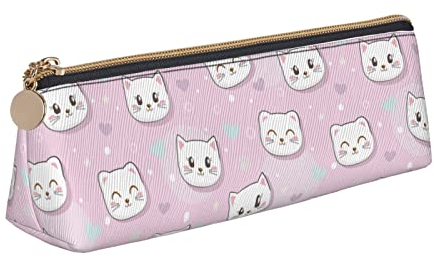 YINGD Federmäppchen mit niedlichem Katzen-Motiv, schmal, dreieckig, Kawaii-Kätzchen, Make-up-Tasche, kleine Kosmetiktasche, Box, Gadget-Schreibwarentasche, Geschenk für eine Größe, farbe,
