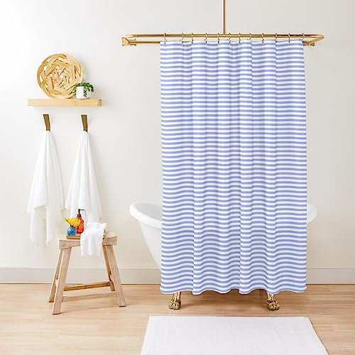 ZGDPBYF Duschvorhang, 150 x 180 cm, Blau / Weiß gestreift
