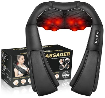 Neck Massager with Heat, Back Massager Deep Tissue, Electric 3D Kneading Massage Pillow for Pain Shiatsu Back and Shoulder Massager, Birthday Christmas Gift for Women Men Dad Mom