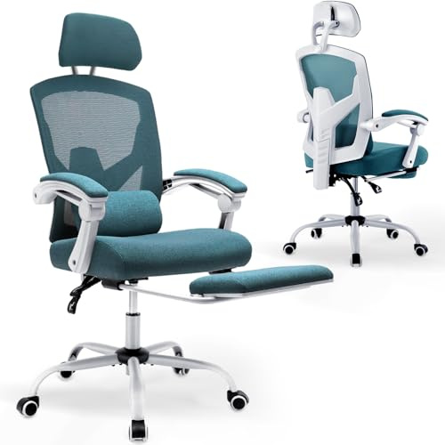 DUMOS Silla de Oficina ergonómica - Silla de Escritorio con cómodos respaldos, Equipada con un cómodo Soporte Lumbar y reposapiés, Adecuada para el hogar