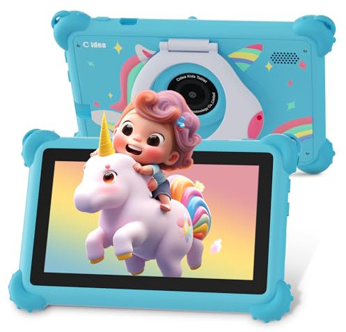 C idea Tablet for Kids, 7 Inches Kid, 4GB RAM 32GB ROM, Android 13 Toddler Software Pre-Installed, Children Learning & Playing for Girls Boys, WiFi, HD Display, Dual Camera, Blue