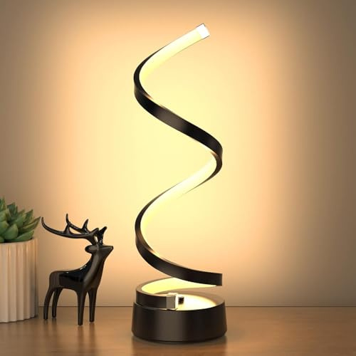 Refein Spiral LED Table Lamp, 3 Color Temperatures Dimmable Bedside Lamp