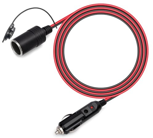 GUNGY Cable de Extensión de Coche 2 Metros Alargador Mechero Coche 12V/24V Adaptador Encendedor a Enchufe con Fusible 15A Encendedor de Cigarrillos a Toma