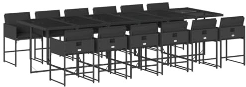 vidaXL Ensemble à Manger de Jardin avec Coussins 7 pcs, Table et Chaises à Dossier Rabattable, Meubles d'Extérieur Patio Terrasse, Noir Résine Tressée