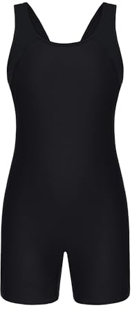 beautyin Girls Bathing Suit One Piece Boyleg Water Aerobics Swimsuits Kids Racing Swimwear Black