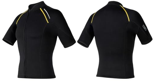 Rswnyirn Men 1.5mm Neoprene Short Sleeve Wetsuit Swim Tops for Swimming Surfing Snorkeling Black M