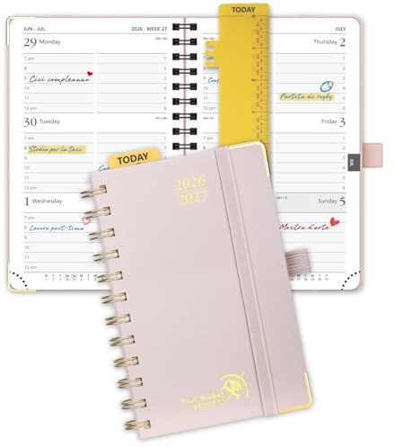 POPRUN Calendario de bolsillo 2026-2027, agenda de bolsillo de julio de 2026 a enero de 2027, agenda pequeña de 6.5 x 3.5 pulgadas para bolso, planificadores semanales de bolsillo interior con tapa