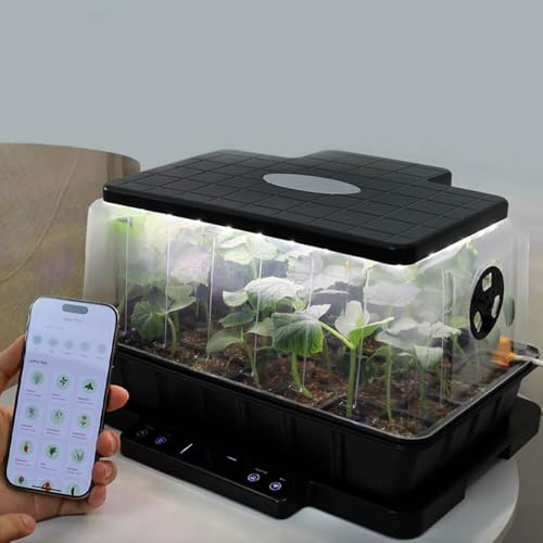 LetPot Smart Seed Trays with Lids Humidity Dome, Germination Kit with Waterproof Seedling Mat, 24W Full Spectrum LED Grow Light, Smart Heating Base, EC Soil Sensor & App Control for Indoor Seedlings