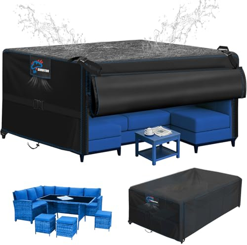 SIRUITON 180x100x74,set di coperture impermeabili per mobili da giardino,design con cerniera apribile,resistente agli strappi,500D denari,copertura per mobili da giardino e patio,antivento